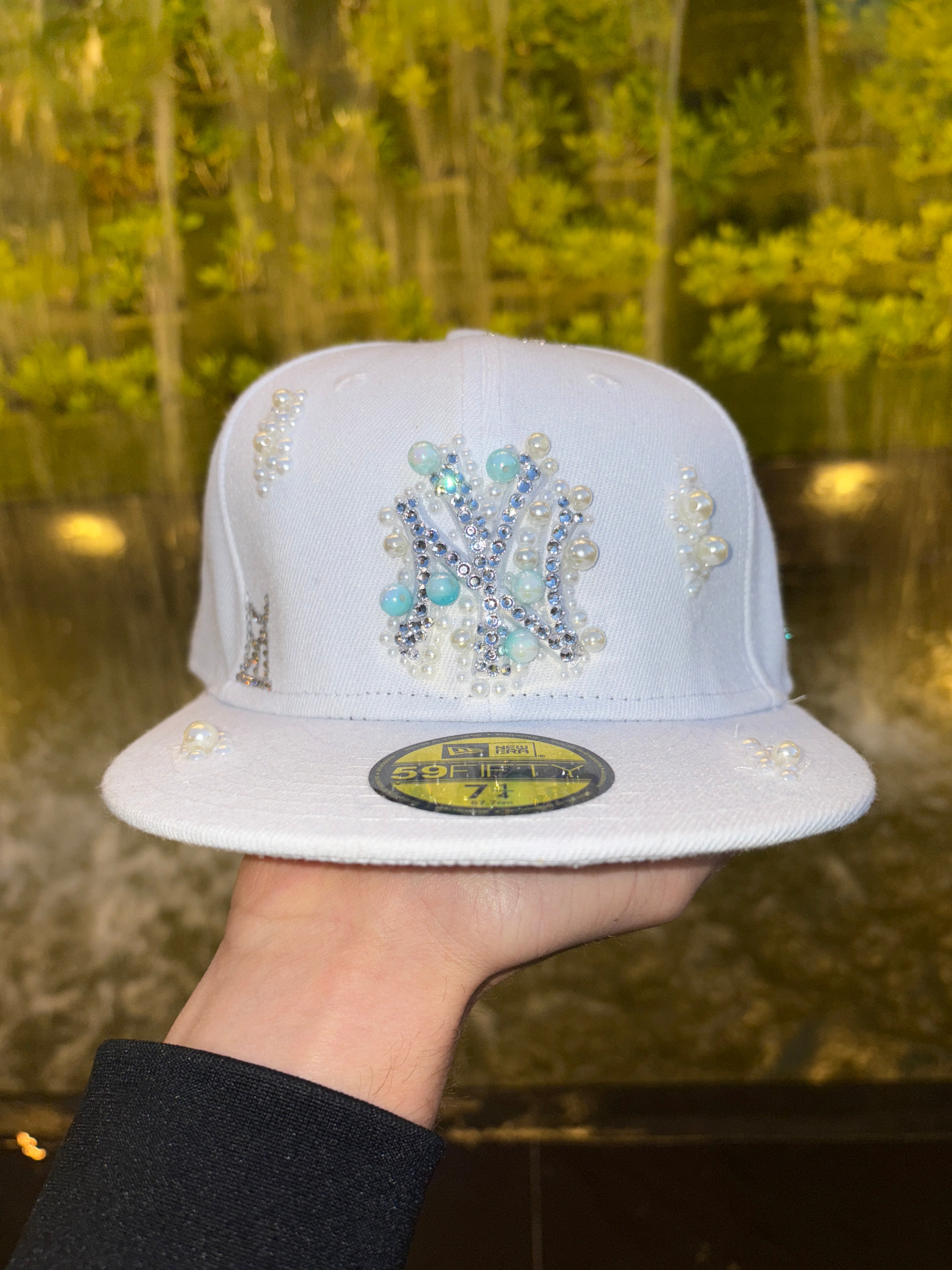 Custom Cap White Pearl NY Yankees
