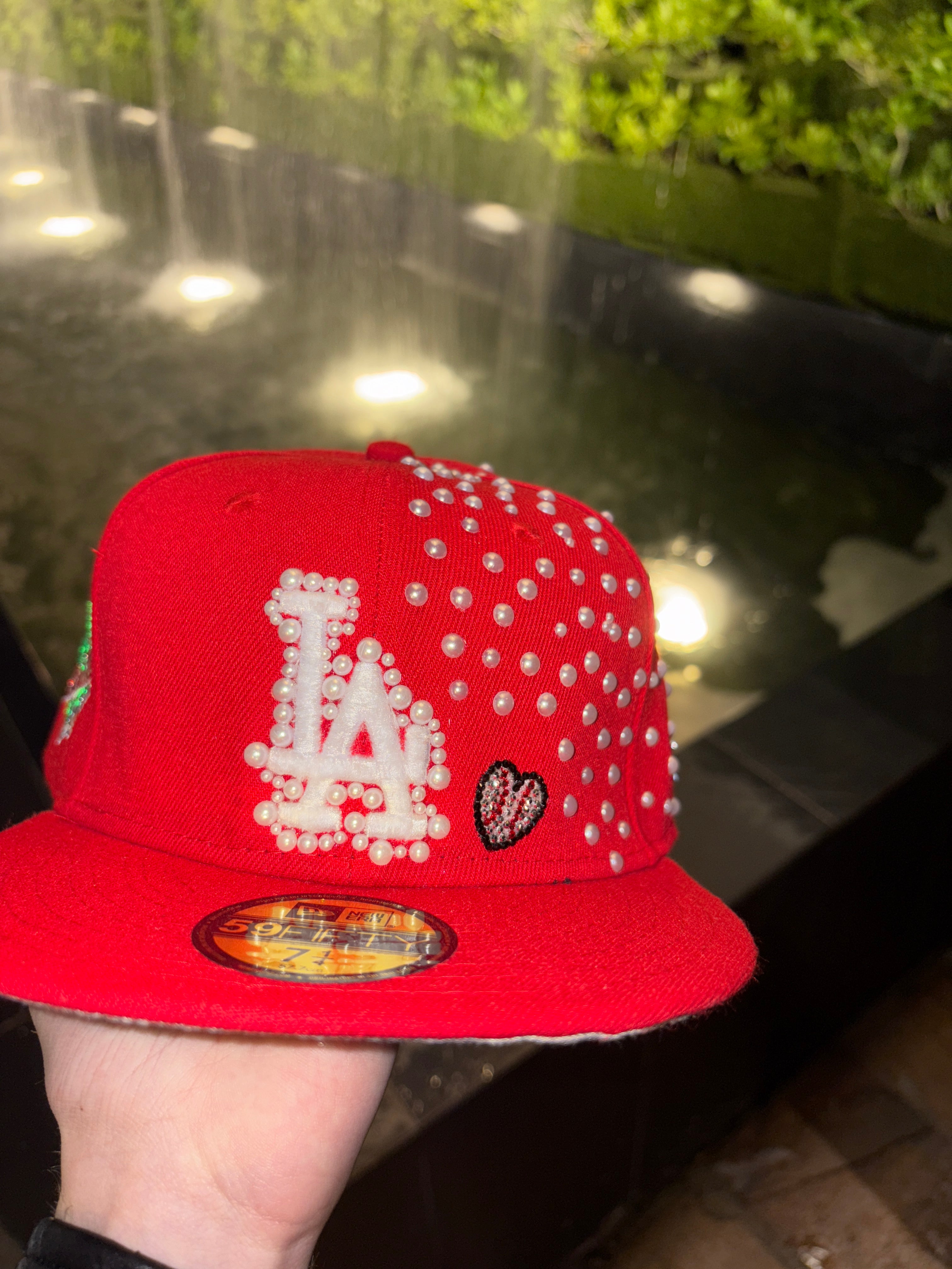 Custom Cap Red Pearl LA Dodgers